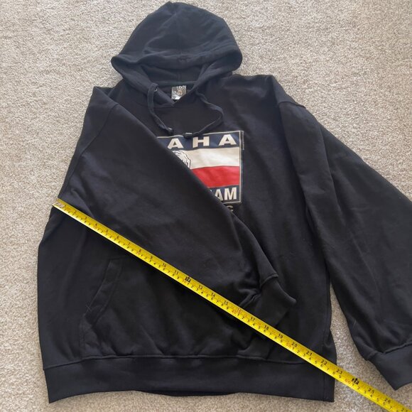 Vintage Praha Drinking Team Czech Republic Graphic Black Hoodie Sweatshirt M - Picture 6 of 6